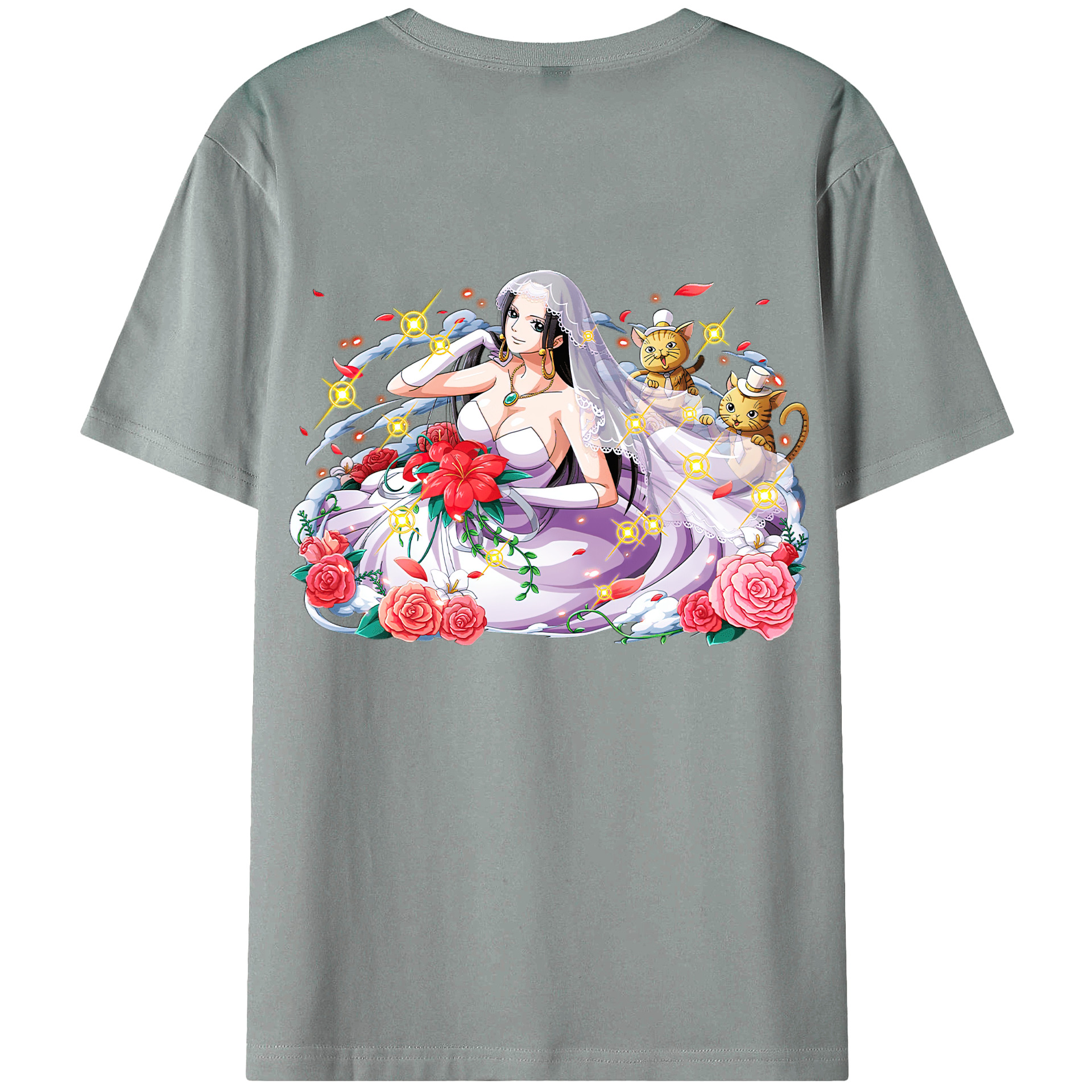 ワンピース ボア・ハンコック ONE PIECE Boa·Hancock 綿100％ メンズ半袖Tシャツ（バックプリント） 通気性